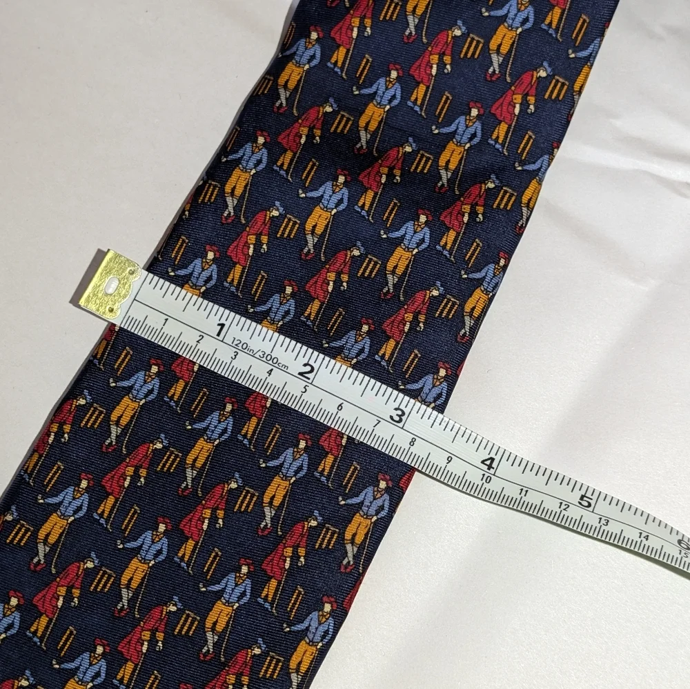 Etro Milano Tie Croquet Novelty Print 100%silk Preppy Luxury Designer